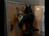 Dog anal sex the furry fox's butthole in the locker room
